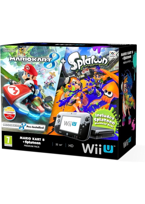 Nintendo Wii U console Black 32GB Mario Kart/Splatoon edition (BOX ONLY) (Used)