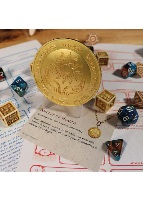 Dungeons  and  Dragons 24k Gold Plated Amulet of Health Medallion Videogames NEW