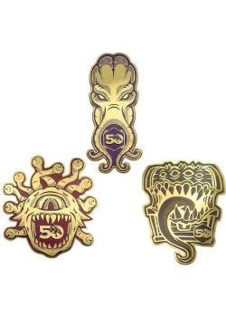 Dungeons  and  Dragons 50th Anniversary Set of 3 Pin Badges Videogames NEW