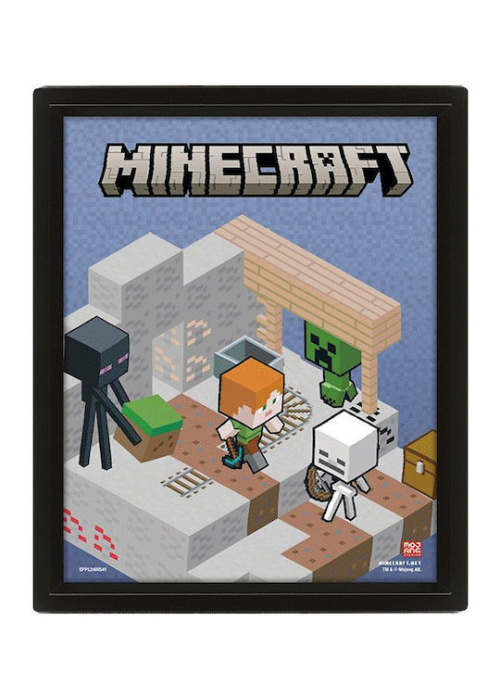 MINECRAFT (SWITCHING TERRAIN) LENTICULAR POSTER FLIP Videogames NEW