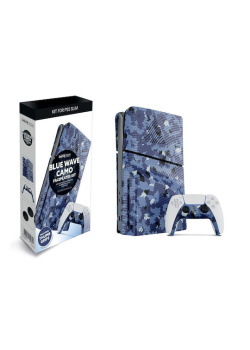 Maxx Tech PS5 Slim Faceplates + Controller Faceplates - Blue Wave Camo PS5 NEW