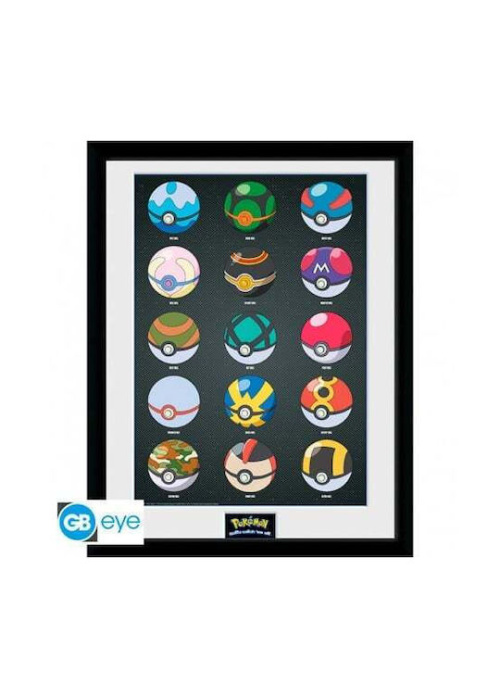 POKEMON - Framed print Pokeballs (30x40) Videogames NEW