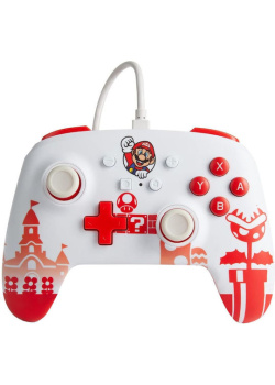 PowerA Enhanced Wired Controller For Nintendo Switch - Mario RedWhite NEW