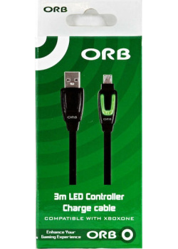 Xbox One - LED Controller Charge Cable 3m (ORB) XONE NEW