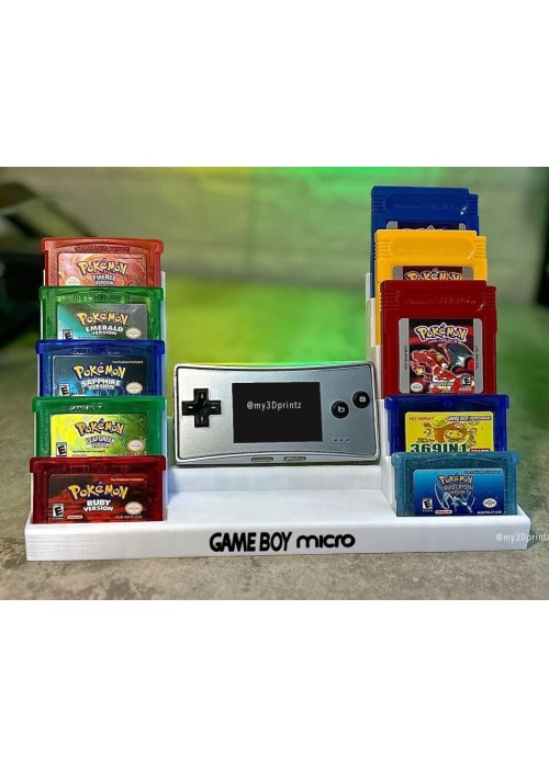 Nintendo Game Boy Micro console and 10 cartridges 3d Printed Base (OEM) (NEW)