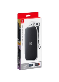 Nintendo Switch Carrying Case & Screen Protector Black/White (Used)