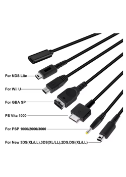 Wii U - GBA Sp - DS lite - DSi - 2DS - 3DS - PSP - PS Vita Charging Cable 6 in 1 OEM (NEW)