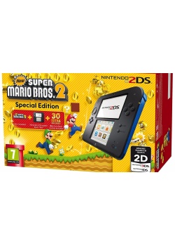 Nintendo 2DS console New Super Mario Bros. 2 Special Edition Black & Blue (Used) BOX ONLY